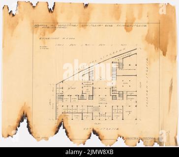 Punitzer Martin (1889-1949), Projekthotel-Hochhaus, Berlin-Charlottenburg (1930): Planinhalt N.N. entdeckt. Material/Technik N.N. aufgenommen, 60,4 x 73,3 cm (inklusive Scan-Kanten) Punitzer Martin (1889-1949): Projekt Hotelhochhaus, Berlin-Charlottenburg Stockfoto