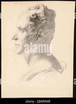 Gustav Knoblauch (1833-1916), männlicher Kopf (1851): Ansicht im Profil. Kohle auf Papier, 48,3 x 37 cm (inklusive Scan-Kanten) Knoblauch Gustav (1833-1916): Männlicher Kopf Stockfoto