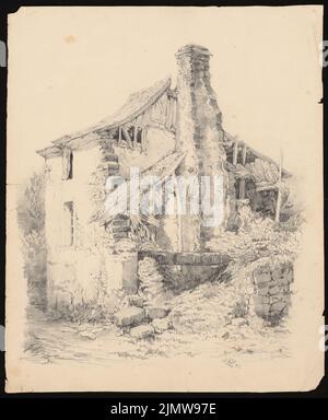 Knoblauch Gustav (1833-1916), baufällig Haus (1849): Perspektivische Ansicht. Bleistift auf Papier, 33,7 x 27,8 cm (inklusive Scan-Kanten) Knoblauch Gustav (1833-1916): Verfallenes Haus Stockfoto