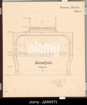 Jänecke Louis, Erweiterung der Berliner Stadtbahn. Schinkel Wettbewerb 1905 (26. November 1906): Steifer Rahmen. Querschnitt 1:50. Tusche Aquarell auf der Schachtel, 59,6 x 52,3 cm (inklusive Scan-Kanten) Jänecke Louis : Ausbau der Berliner Stadtbahn. Schinkelwettbewerb 1905 Stockfoto