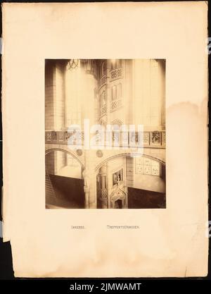 Adler Friedrich (1827-1908), Schlosskirche in Wittenberg. Umbau (nach 1892): Blick auf den Treppenturm im Inneren. Foto auf Papier, 63,1 x 47,7 cm (inklusive Scankanten) Adler Friedrich (1827-1908): Schlosskirche, Wittenberg. Umbau Stockfoto