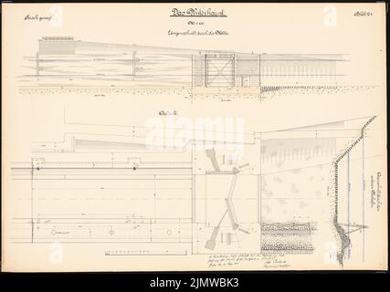 Protscher Otto, Umbau der Militär- und Schleusenanlagen in der Weser bei Hameln. Schinkel-Wettbewerb 1912 (03/12/1912): Unterhahr: Cuts, Grundriß 1: 100. Tinte, farbiger Aquarell auf der Schachtel, 70,9 x 101 cm (inklusive Scankanten) Protscher Otto : Umbau der Wehr- und Schleusenanlagen in der Weser bei Hameln. Schinkelwettbewerb 1912 Stockfoto