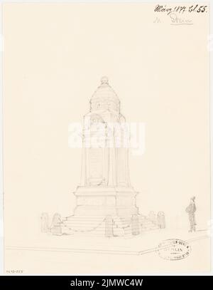 Unbekannter Architekt, ein gefallenes Denkmal in Jauer. Monatlicher Wettbewerb März 1877 (03,1877): Perspektivansicht. Bleistift auf Karton, 29,8 x 23,1 cm (einschließlich Scankanten) N.N. : Gefallendendenkmal, Jauer. Monatskurrenz März 1877 Stockfoto