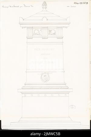 Unbekannter Architekt, ein gefallenes Denkmal in Jauer. Monatlicher Wettbewerb März 1877 (03,1877): Obere Vorderansicht. Tinte auf Papier, 65,8 x 46 cm (einschließlich Scankanten) N.N. : Gefallendendenkmal, Jauer. Monatskurrenz März 1877 Stockfoto