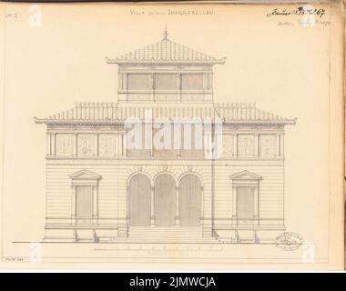 Unbekannter Architekt, Villa für einen Junggesellen. Monatlicher Wettbewerb Januar 1878 (01,1878): Blick auf den oberen Garten 1:75; Maßstab bar. Bleistift auf Karton, 34,7 x 44 cm (einschließlich Scankanten) N.N. : Villa für einem Junggesellen. Monatskurrenz Januar 1878 Stockfoto