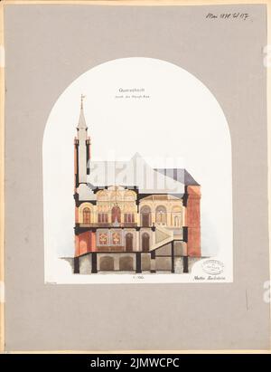 Unbekannter Architekt, Rathaus. Monatlicher Wettbewerb 1878. Mai (05,1878): Querschnitt 1: 150. Tusche Aquarell auf der Schachtel, 56,8 x 43,5 cm (einschließlich Scankanten) N.N. : Rathaus. Monatskurrenz Mai 1878 Stockfoto