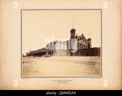 Römer Eduard (1814-1895), Niederschlesischer-Märkischer Bahnhof (Schlesischer Bahnhof, Ostbahnhof) Berlin (14.08.1869): Blick auf die Nordseite. Foto auf Karton, 42,7 x 58 cm (inklusive Scankanten) Römer Eduard (1814-1895): Niederschlesisch-Märkischer Bahnhof (Schlesischer Bahnhof, Ostbahnhof), Berlin Stockfoto