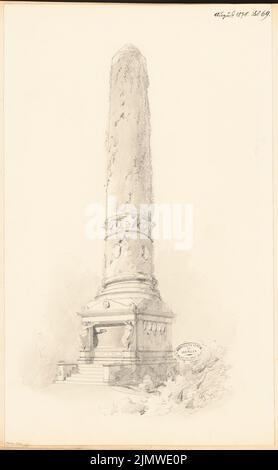 Unbekannter Architekt, ein gefallenes Denkmal in Mühlhausen. Monatlicher Wettbewerb August 1878 (08,1878): Perspektivansicht. Bleistift auf Karton, 58,5 x 36,2 cm (einschließlich Scankanten) N.N. : Gefallendendenkmal, Mühlhausen. Monatskurrenz August 1878 Stockfoto