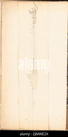 Unbekannter Architekt, Staorsbahn Station Stadtbahn in Berlin. Monatlicher Wettbewerb Oktober 1878 (10,1878): Vertikaler Fassadenschnitt. Tusche Aquarell auf der Schachtel, 59,8 x 30,9 cm (einschließlich Scankanten) N.N. : Bahnhof Börse der Stadtbahn, Berlin. Monatskurrenz Oktober 1878 Stockfoto