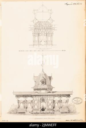 Unbekannter Architekt, Badesystem. Monatlicher Wettbewerb Dezember 1878 (12,1878): Riss Sea view, Querschnitt; Skala bar. Tusche Aquarell auf der Schachtel, 41,1 x 29 cm (einschließlich Scankanten) N.N. : Badeanlage. Monatskurrenz Dezember 1878 Stockfoto