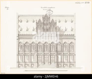 Unbekannter Architekt, Ausstellungsgebäude. Monatlicher Wettbewerb 1879. Februar (02,1879): Riss Vorderansicht; Skalenbalken. Tinte auf Papier, 37,6 x 46,5 cm (einschließlich Scankanten) N.N. : Ausstellungsgebäude. Monatskurrenz Februar 1879 Stockfoto