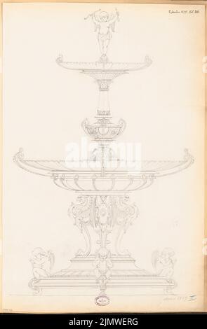 Unbekannter Architekt, Tabellenanlage. Monatlicher Wettbewerb Januar 1879 (01,1879): Ansicht Mittelstez. Bleistift auf Karton, 77,1 x 50,6 cm (einschließlich Scankanten) N.N. : Tafelaufsatz. Monatskurrenz Januar 1879 Stockfoto