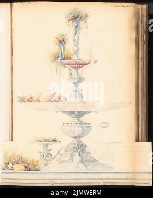 Unbekannter Architekt, Tabellenanlage. Monatlicher Wettbewerb Januar 1879 (01,1879): Ansicht Mittelstez. Bleistift, wasserfarben auf Papier, 79,2 x 64,7 cm (einschließlich Scankanten) N.N. : Tafelaufsatz. Monatskurrenz Januar 1879 Stockfoto