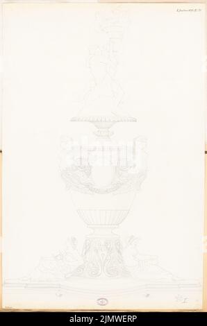 Unbekannter Architekt, Tabellenanlage. Monatlicher Wettbewerb Januar 1879 (01,1879): Ansicht Mittelstez. Bleistift auf Karton, 102,9 x 68,1 cm (einschließlich Scankanten) N.N. : Tafelaufsatz. Monatskurrenz Januar 1879 Stockfoto