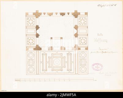 Unbekannter Architekt, malerische Treppe. Monatlicher Wettbewerb August 1879 (08,1879): Grundriß (mit Decke); Skala bar. Tusche Aquarell auf der Schachtel, 31 x 41,6 cm (einschließlich Scankanten) N.N. : Malerisches Treppenhaus. Monatskurrenz August 1879 Stockfoto