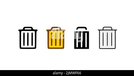 Bin-Symbol in verschiedenen Stilen eingestellt. Vektorgrafik für Schaufelsymbole isoliert auf weißem Hintergrund. Stockfoto