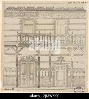 Unbekannter Architekt, Treppe. Monatlicher Wettbewerb Dezember 1891 (12,1891): Obere Innenwand des Flurs; Skala Bar. Tinte Aquarell auf der Schachtel, mit Bleistift ergänzt, 36,3 x 34,8 cm (inklusive Scankanten) N.N. : Treppenhaus. Monatskurrenz Dezember 1891 Stockfoto