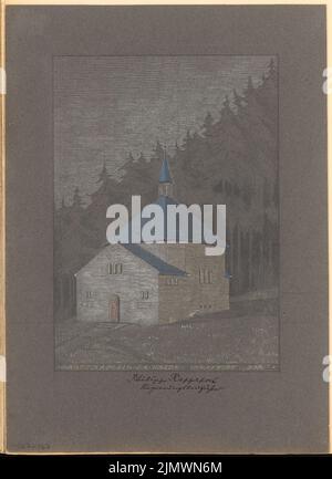 Rappaport Phillip (geb. 1879), Kryptenkapelle im Wald. Monatlicher Wettbewerb Dezember 1906 (12,1906): Perspektivansicht. Bleistift und Farbstift weiß auf der Schachtel, 47,4 x 34,5 cm (inklusive Scankanten) Rappaport Phillip (geb. 1879): Gruftkapelle im Walde. Monatskurrenz Dezember 1906 Stockfoto