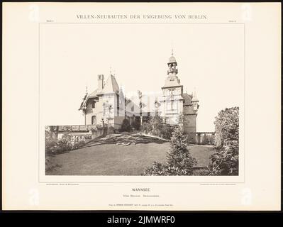 N.N., Villa (ca. 1900): NN (aus: Hermann Rückwarth, neue Villen in der Umgebung von Berlin). Foto auf Karton, 37,4 x 49,7 cm (inklusive Scan-Kanten) Ende & Böckmann : Villa Ravené, Berlin-Wannsee. (Aus: Hermann Rückwardt, Villen-Neubauten der Umgebung von Berlin) Stockfoto