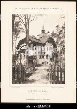 N.N., Villa (ca. 1900): NN (aus: Hermann Rückwarth, neue Villen in der Umgebung von Berlin). Foto auf Karton, 50,2 x 37,5 cm (inklusive Scan-Kanten) Versiegelung Heinrich (1852-1932): Villa Wieck, Berlin-Grunewald. (Aus: Hermann Rückwardt, Villen-Neubauten der Umgebung von Berlin) Stockfoto