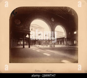 Orth August (1828-1901), Görlitz Bahnhof in Berlin (ca. 1867): Innenansicht der Bahnhofshalle. Foto auf Karton, 42,5 x 50,7 cm (inklusive Scan-Kanten) Orth August (1828-1901): Görlitzer Bahnhof, Berlin Stockfoto