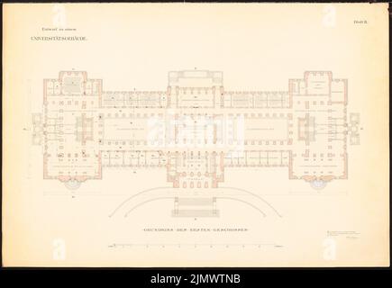 Contag Max (1852-1930), Universität (ohne Dat.): Noch nicht erfasst. Bleistift wasserfarben auf Papier, 67 x 97,2 cm (inklusive Scan-Kanten) Dinklage Georg (1849-1920): Universität Stockfoto