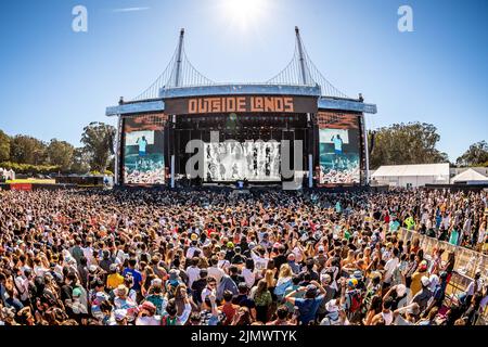 San Francisco, USA. 07. August 2022. Pusha T tritt auf der Lands End Stage während des Outside Lands 2022 Music and Arts Festival auf, das am 7. August 2022 im Golden Gate Bridge Park in San Francisco, CA, stattfindet. (Foto von Alive Coverage/Sipa USA) Quelle: SIPA USA/Alamy Live News Stockfoto