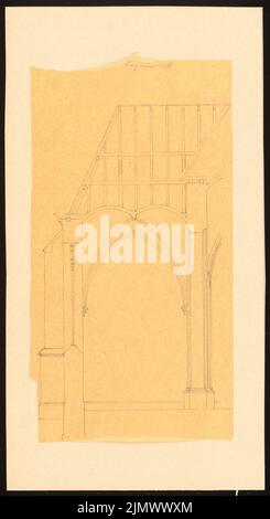 Quast Ferdinand von (1807-1877), Kirche in Bergheimerdorf (ohne Dat.): Durch einen Seitengang geschnitten. Bleistift auf Transparent, 23,8 x 13 cm (inklusive Scankanten) Quast Ferdinand von (1807-1877): Kirche, Bergheimerdorf Stockfoto