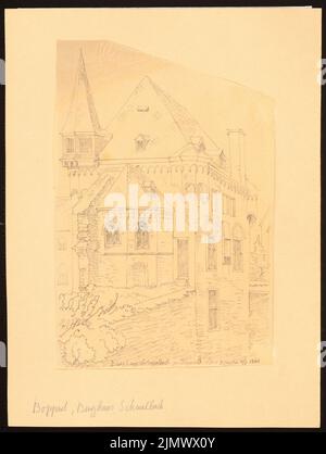 Quast Ferdinand von (1807-1877), Schwalbach Burghaus (Ritter-Schwalbach-Haus) bei Boppard (31. Juni 1840): Perspektivansicht. Bleistift auf Transparent, 28 x 21,1 cm (inklusive Scankanten) Quast Ferdinand von (1807-1877): Burghaus Schwalbach (Ritter-Schwalbach-Haus), Boppard Stockfoto
