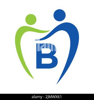Zahnklinik Logo auf Buchstabe B Konzept. Symbol Für Die Zahnärztliche Familienpflege. Logo Für Zahnärzte Stock Vektor
