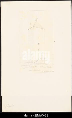Quast Ferdinand von (1807-1877), Turm Müllenbach in Koblenz (09,1862): Perspektivansicht. Bleistift auf Papier, 33,8 x 21,5 cm (inklusive Scankanten) Quast Ferdinand von (1807-1877): Turm Müllenbach, Koblenz Stockfoto