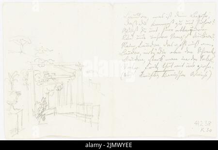 Quast Ferdinand von (1807-1877), südliche Arkade (?) (Ohne DAT.): Skizze einer Arkade, Text (aus Quast). Bleistift auf Papier, 11,4 x 17,7 cm (inklusive Scankanten) Quast Ferdinand von (1807-1877): Südlicher Laubengang (?) Stockfoto