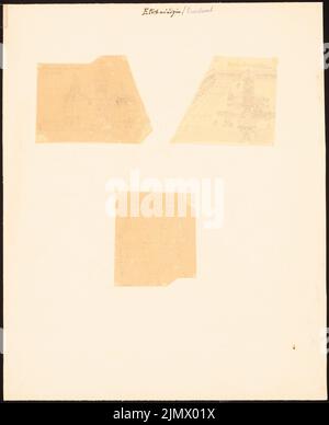 Quast Ferdinand von (1807-1877), Kloster Etschmiadzin in Armenien, Russland (ohne Dat.): Drei Blätter mit Durchgangszeichnungen: Perspektivische Ansicht, Vogelschau des Systems und des Klostergebäudes, Grundriss, Maßstabsbalken, nach Chardin II. Bleistift auf Transparent, 35,6 x 29 cm (inklusive Scan-Kanten) Quast Ferdinand von (1807-1877): Kloster Etschmiadzin in Armenien Stockfoto