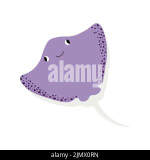 Niedliche Vektor Ozean Illustration mit devilfish.Underwater Cartoon Creatures.Marine animals.Cute Kinder Design für Stoff, Kleidung, Buch, Postkarte Stock Vektor