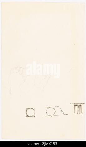 Quast Ferdinand von (1807-1877), Hände (ohne Datum): Zwei Handskizzen und drei Grundrisse?. Bleistift und Tinte auf Papier, 19,3 x 11,8 cm (inklusive Scankanten) Quast Ferdinand von (1807-1877): Hände Stockfoto