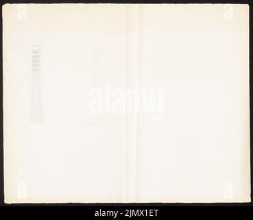Quast Ferdinand von (1807-1877), Obelisk in Ägypten (ohne dat.): Kutsche von zwei Stelen. Bleistift auf Papier, 34,8 x 42,7 cm (inklusive Scankanten) Quast Ferdinand von (1807-1877): Obelisken in Ägypten Stockfoto