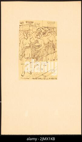 Quast Ferdinand von (1807-1877), Askanti-Frauen im Cape Coast Castle (ohne DAT.): Auf dem Kopf Holzkisten, unter anderem mit der Aufschrift Australian Beef, eine junge Frau, die mit einem Baby im Rückenrahmen trägt (Follow-up oder Schieben von NAC. Tusche auf Transparent, 30,3 x 18,3 cm (inklusive Scan-Kanten) Quast Ferdinand von (1807-1877): Askanti-Frauen im Cape Coast Castle Stockfoto