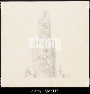 Quast Ferdinand von (1807-1877), Brunnen mit Schlangenhefe (ohne Dat.): Ansicht (Zugluft?). Bleistift auf Papier, 20,1 x 20,6 cm (inklusive Scankanten) Quast Ferdinand von (1807-1877): Fontäne mit Schlangenspeier Stockfoto