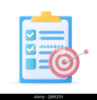 3D Zwischenablage, Checklistensymbol. Stock Vektor
