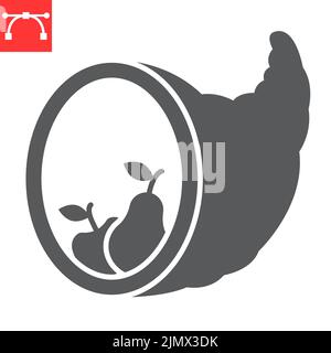 Cornucopia glyph Symbol, Danksagt und Urlaub, Cornucopia Vektor-Symbol, Vektorgrafiken, editierbare Kontur solid-Zeichen, eps 10. Stock Vektor