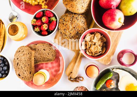 Gesundes Frühstück mit Blick aus der Höhe Stockfoto