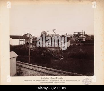 Unbekannter Architekt, Weserbrücke bei Hameln (ohne Datum): Ansicht. Foto auf Karton, 29,9 x 36,4 cm (einschließlich Scankanten) N.N. : Nebenbahn Hameln-Lage. Weserbrücke, Hameln Stockfoto