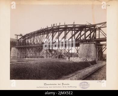 Unbekannter Architekt, Weserbrücke bei Hameln (ohne Datum): Ansicht. Foto auf Karton, 28,4 x 37,1 cm (einschließlich Scankanten) N.N. : Nebenbahn Hameln-Lage. Weserbrücke, Hameln Stockfoto