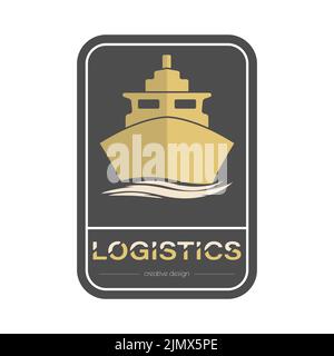 Logistik. Vorlage für Logo, Aufkleber, Aufkleber und Etiketten, für Websites und Anwendungen. Flacher Style Stock Vektor