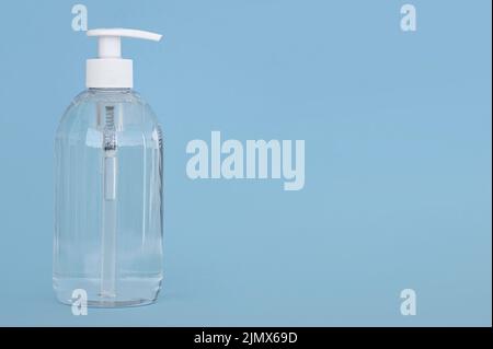 Vorderansicht Transparente Flasche Flüssigseife mit Kopierraum Stockfoto