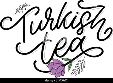 Türkische Traditionen der Teezeremonie. Teezeit. Dekorative Elemente für Ihr Design. Vektor-Illustration mit orientalischer Tasse auf weißem Hintergrund. Stock Vektor