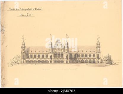 Klomp Johannes Franziskus (1865-1946), Schützenhalle, Bielefeld (1895-1895): Vorderansicht. Tusche Aquarell auf der Schachtel, 70 x 96,7 cm (inklusive Scan-Kanten) Klomp Johannes Franziskus (1865-1946): Schützenhalle, Bielefeld Stockfoto