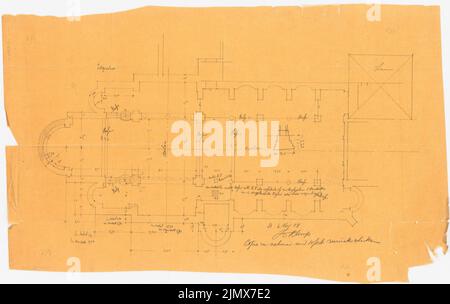 ClimT Johannes Franziscus (1865-1946), kontrainti st. Mauritius, Clerf (Clervaux), Clervaux) ,s (06,11988): GROUNDRSRESS (FUNDIALSANCAN) DER SCHLUSSKURS 1: 100. Bleistift auf transparent, 43,9 x 69,6 cm (inkl. Scanrass). TU-Architecturer musicum Invokation. Nr. Jk 080,029. Klomp Johannes Franziskus (1865-1946): Benedektinerabtei St. Mauritius, Clerf (Clervaux) Stockfoto