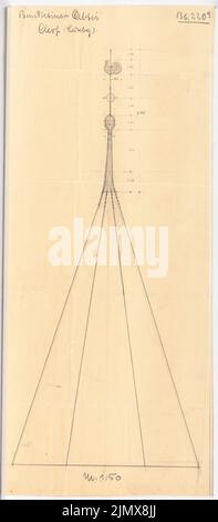 ClimT Johannes Franziscus (1865-1946), kontrainti st. Mauritius, Clerf (Clervaux), Clervaux), von 1908-1914): Turm hrrogstension, ausgerüstet 1:50. Bleistift em transponiert, 55,2 x 24,1 cm (inkl. Scanrass). TU-Architecturer musicum Invokation. Nr. Jk 080,240. Klomp Johannes Franziskus (1865-1946): Benedektinerabtei St. Mauritius, Clerf (Clervaux) Stockfoto