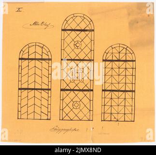 Klomp Johannes Franziskus (1865-1946), Benediktinerabtei St. Mauritius, Clerf (Cllervaux), Luxemburg (1908-1914): Langlauffenster, Ansicht (in zwei Teilen). Tusche auf Transparent, 31 x 33,4 cm (inklusive Scankanten) Klomp Johannes Franziskus (1865-1946): Benedektinerabtei St. Mauritius, Clerf (Clervaux) Stockfoto